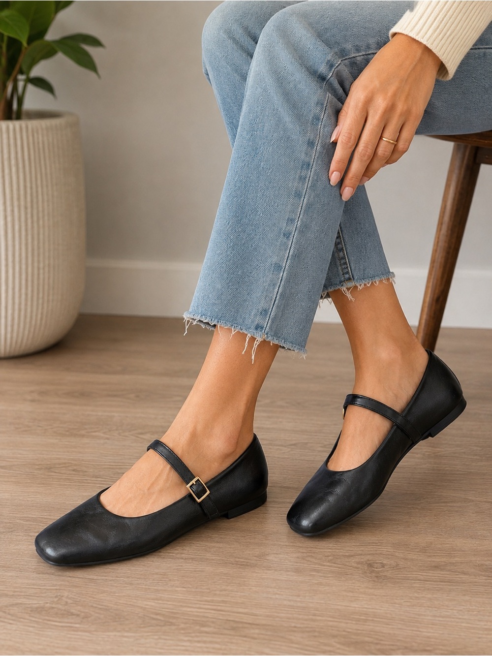 Black Mary Jane Flats Women’s EU 38 US 7.5-8 NWOT Square Toe Ballet Shoes